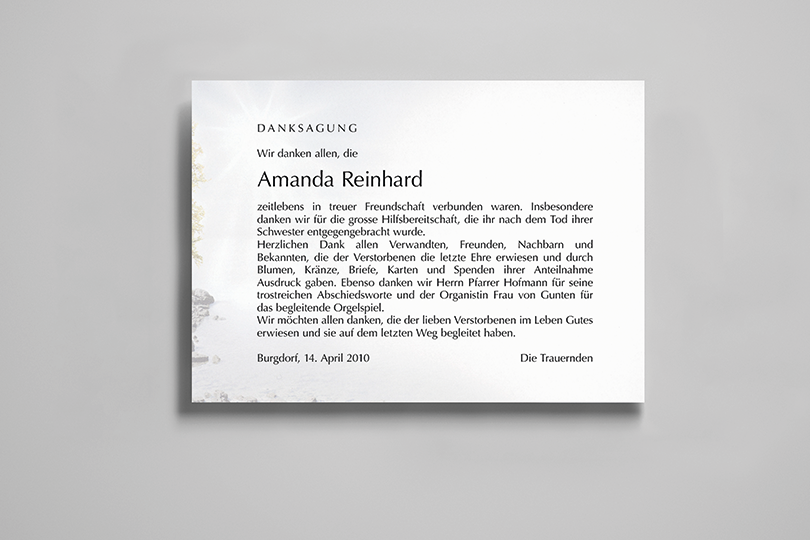 Danksagung «Am Wasser»